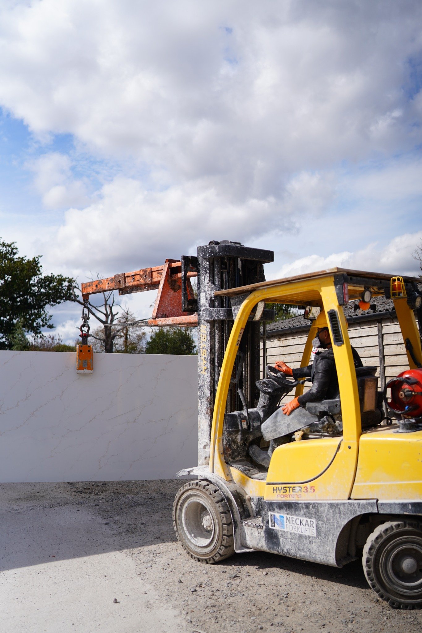 Stone slab handling and logistics