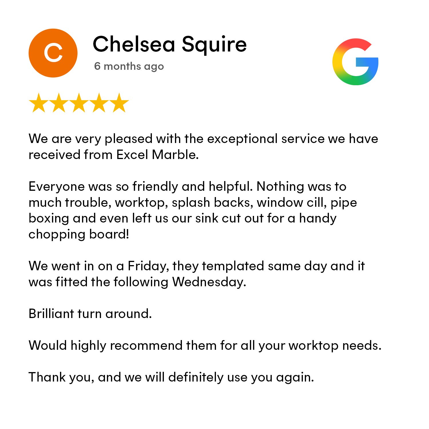 Google review 3 for VK Marble Group